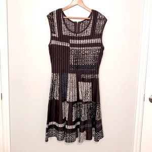 Nic + Zoe Knit A-Line Abstract Striped Dress